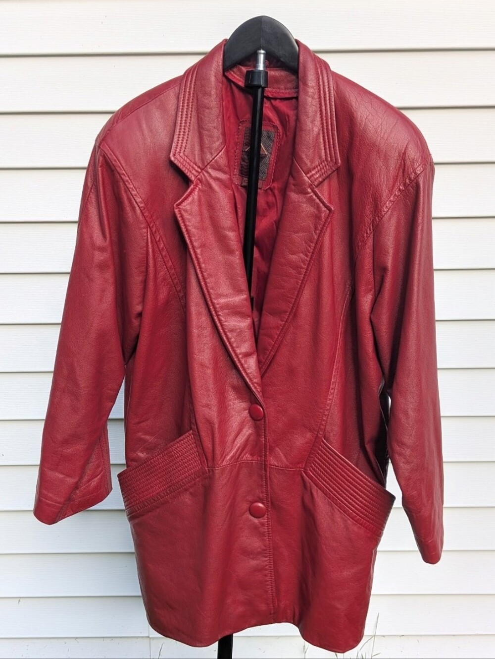 Vintage G-III Red Leather Oversized Blazer Jacket M